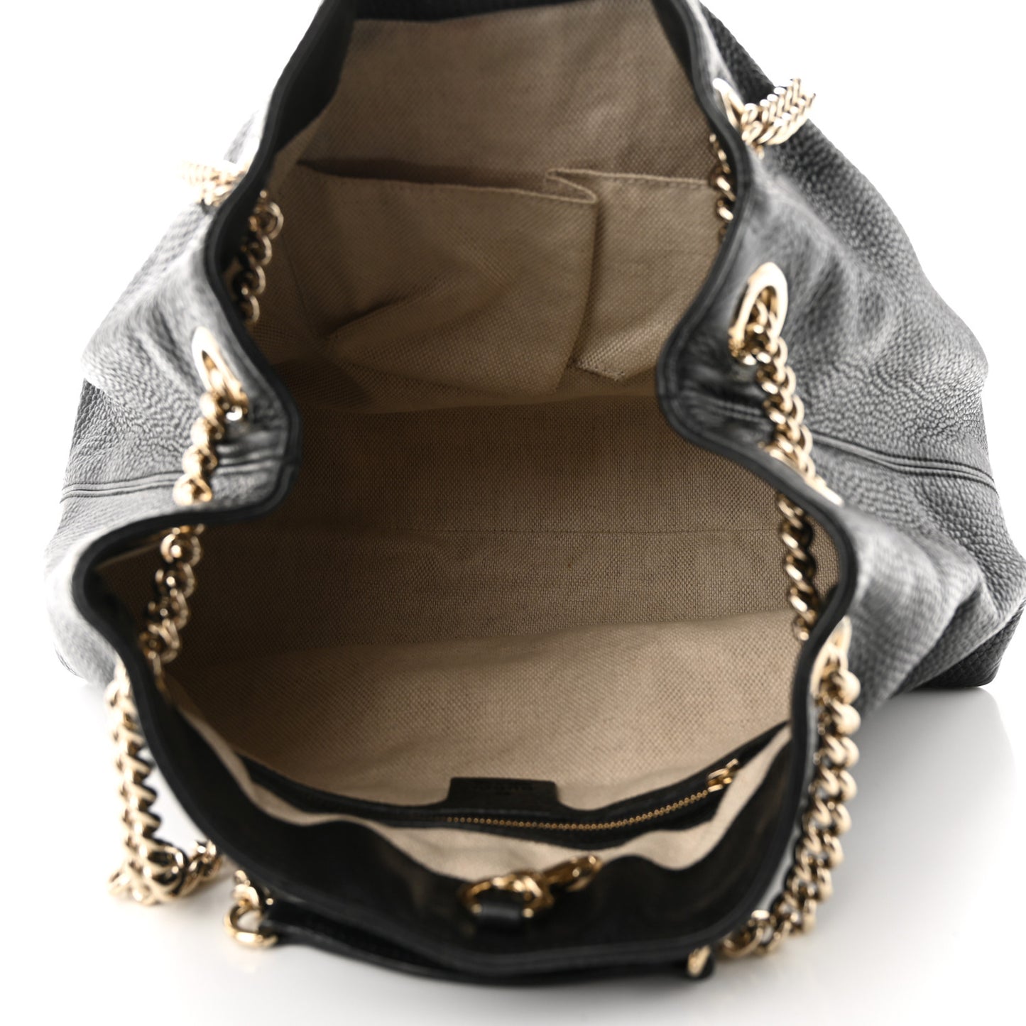 Pebbled Calfskin Medium Soho Chain Shoulder Bag Black