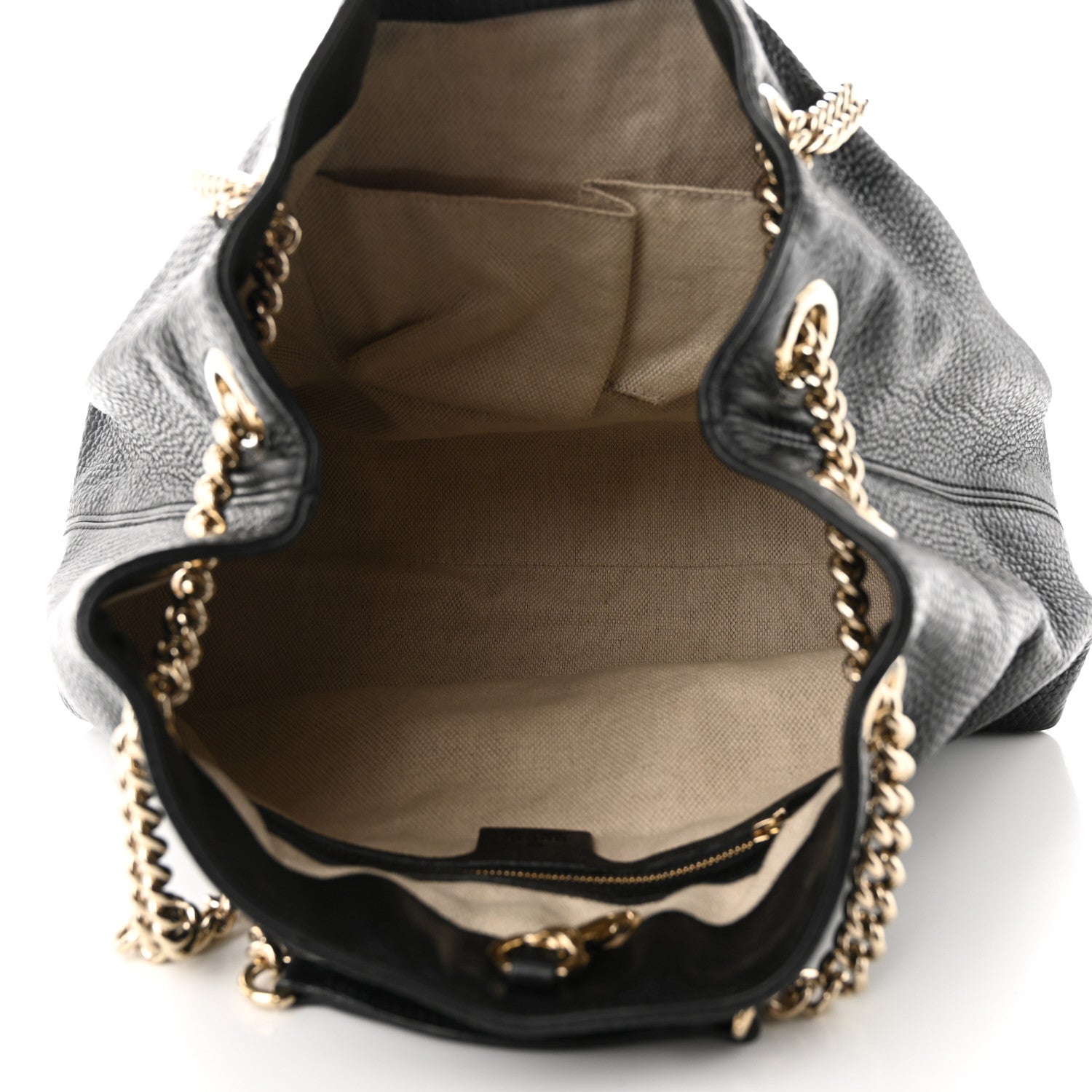 Gucci Pebbled Calfskin Medium Soho Chain Shoulder Bag Black 5 of 10
