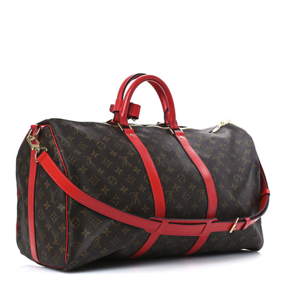 Louis Vuitton Calfskin Monogram Keepall Bandouliere 50 Coquelicot 3 of 13