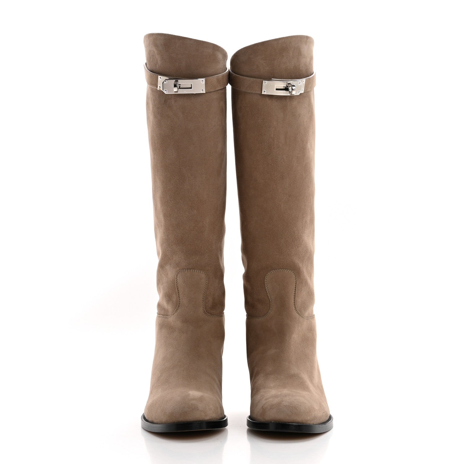Hermes Suede Kelly Jumping Boots 35.5 Oak 2 of 9