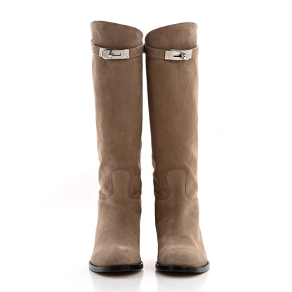 Hermes Suede Kelly Jumping Boots 35.5 Oak 2 of 9