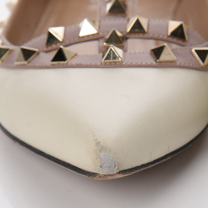Valentino Garavani Calfskin Rockstud Cage Ballerina Flats 40 Light Ivory Poudre 14 of 15