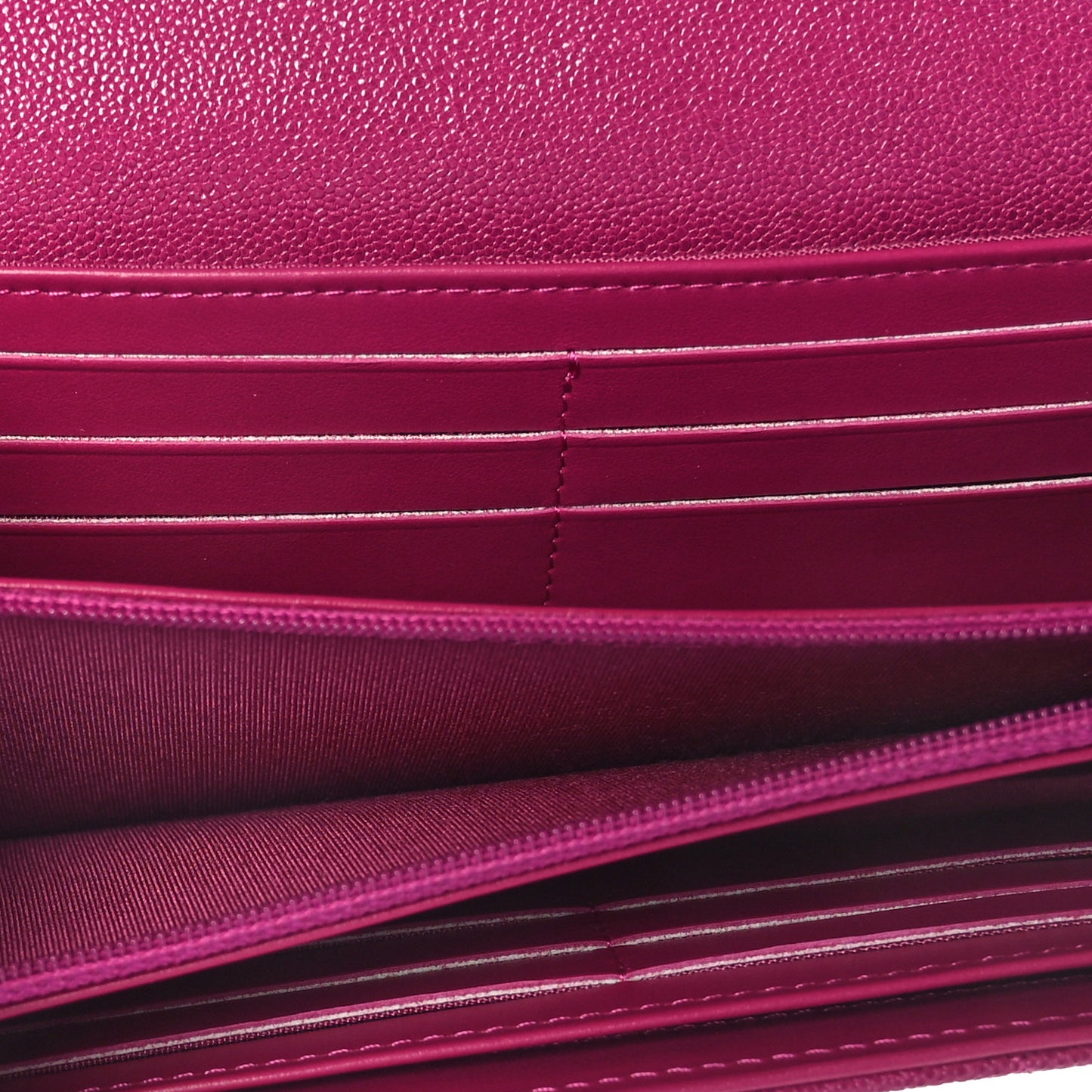 Caviar Quilted Large Boy Gusset Flap Wallet Fuchsia