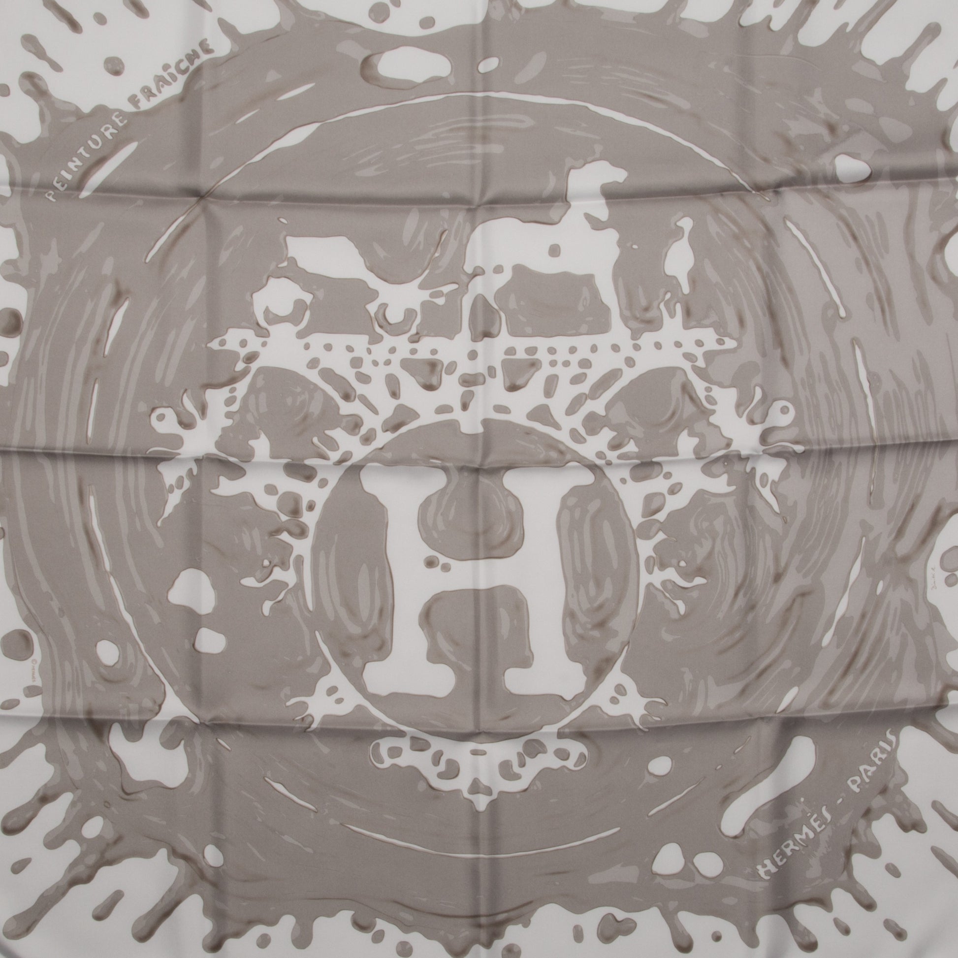 Hermes Silk Peinture Fraiche 90 White Sepia 2 of 7