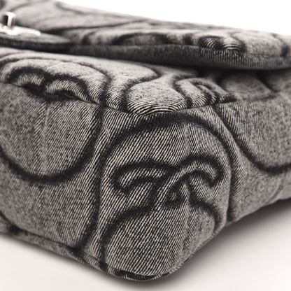 Chanel Denim Embossed CC Logo Print Jumbo Single Flap Grey Black 10 of 10