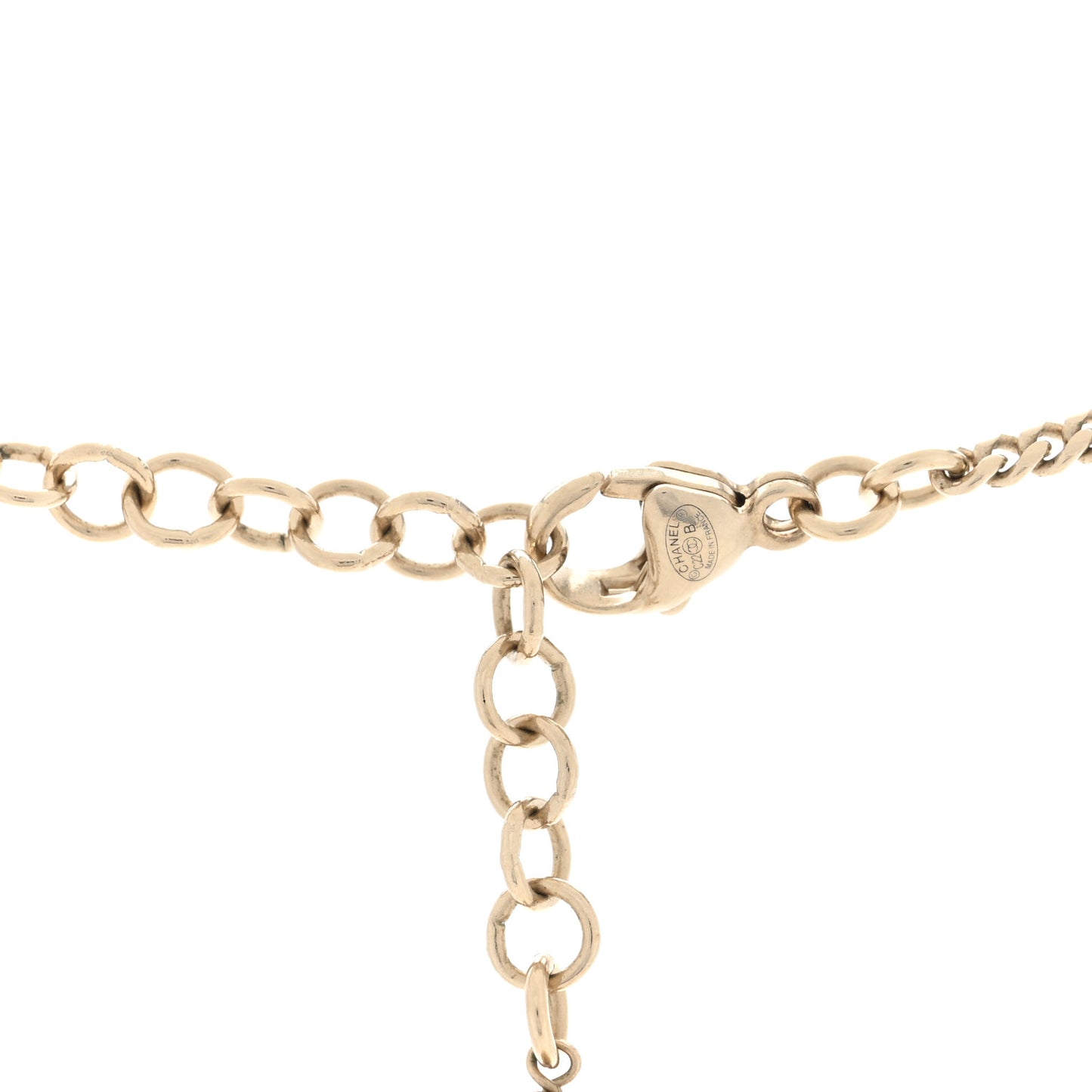 Pearl Crystal CC Heart Necklace Gold Pearly White