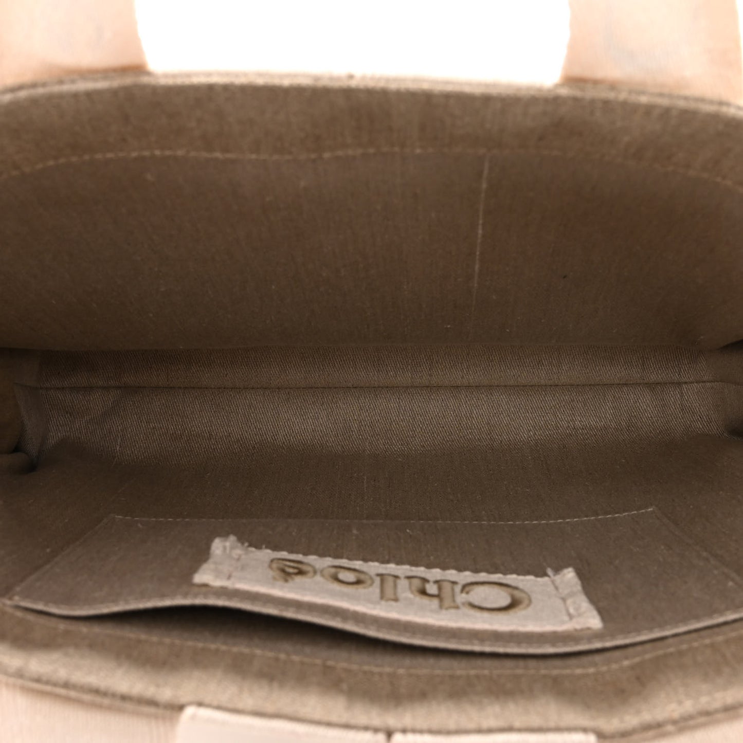 Cotton Canvas Calfskin Large Woody Logo Ribbon Tote Sand