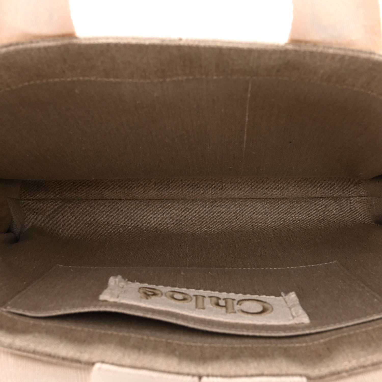 Chloe Cotton Canvas Calfskin Large Woody Logo Ribbon Tote Sand 6 of 9