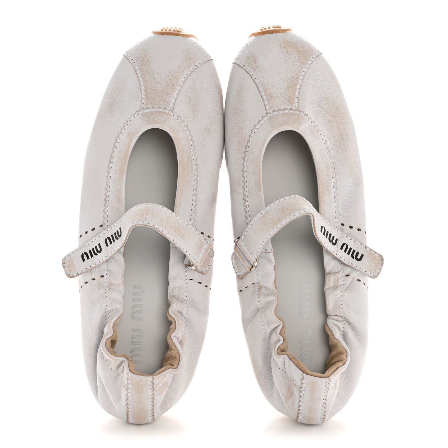 Bleached Nappa Womens Plume Mary Jane Ballerina Sneakers 39 Bianco