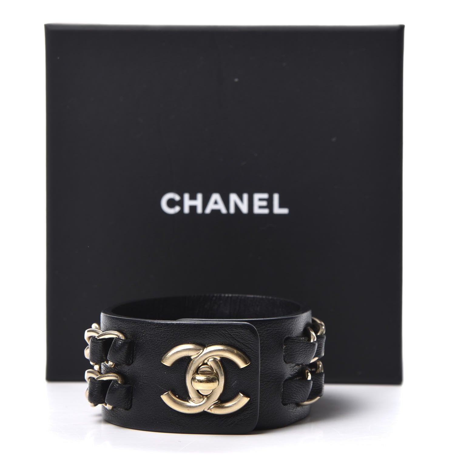 Chanel Lambskin CC Chain Turnlock Bracelet M Black 4 of 4
