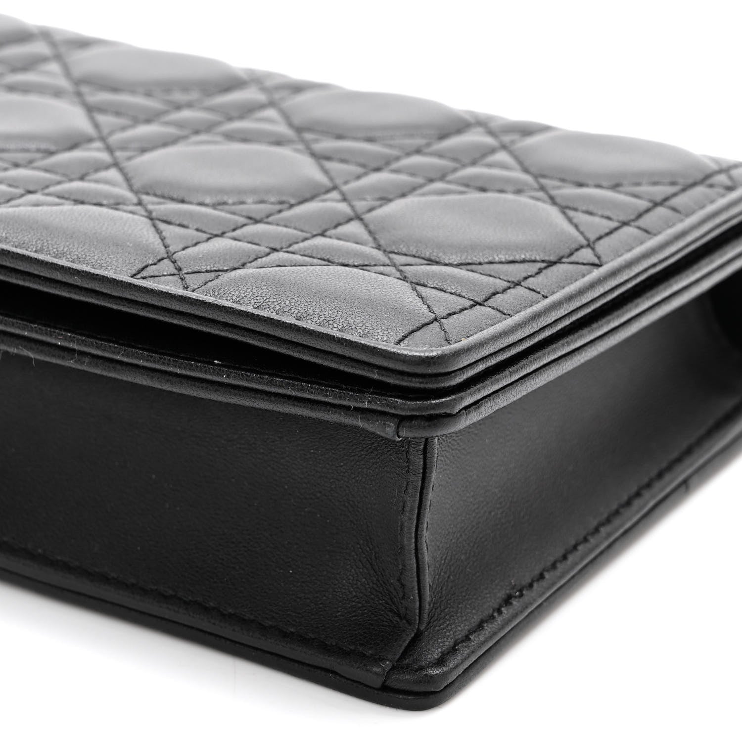 Christian Dior Lambskin Cannage Lady Dior Pouch Black 9 of 9