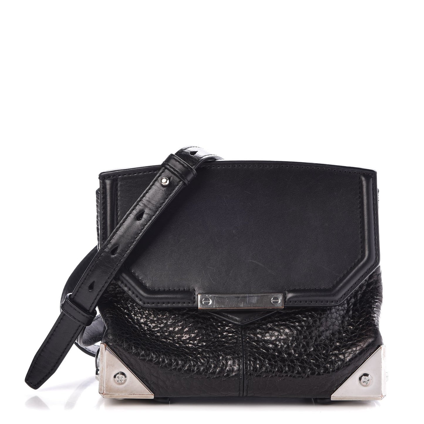 Calfskin Small Marion Tote Black Silver Hardware