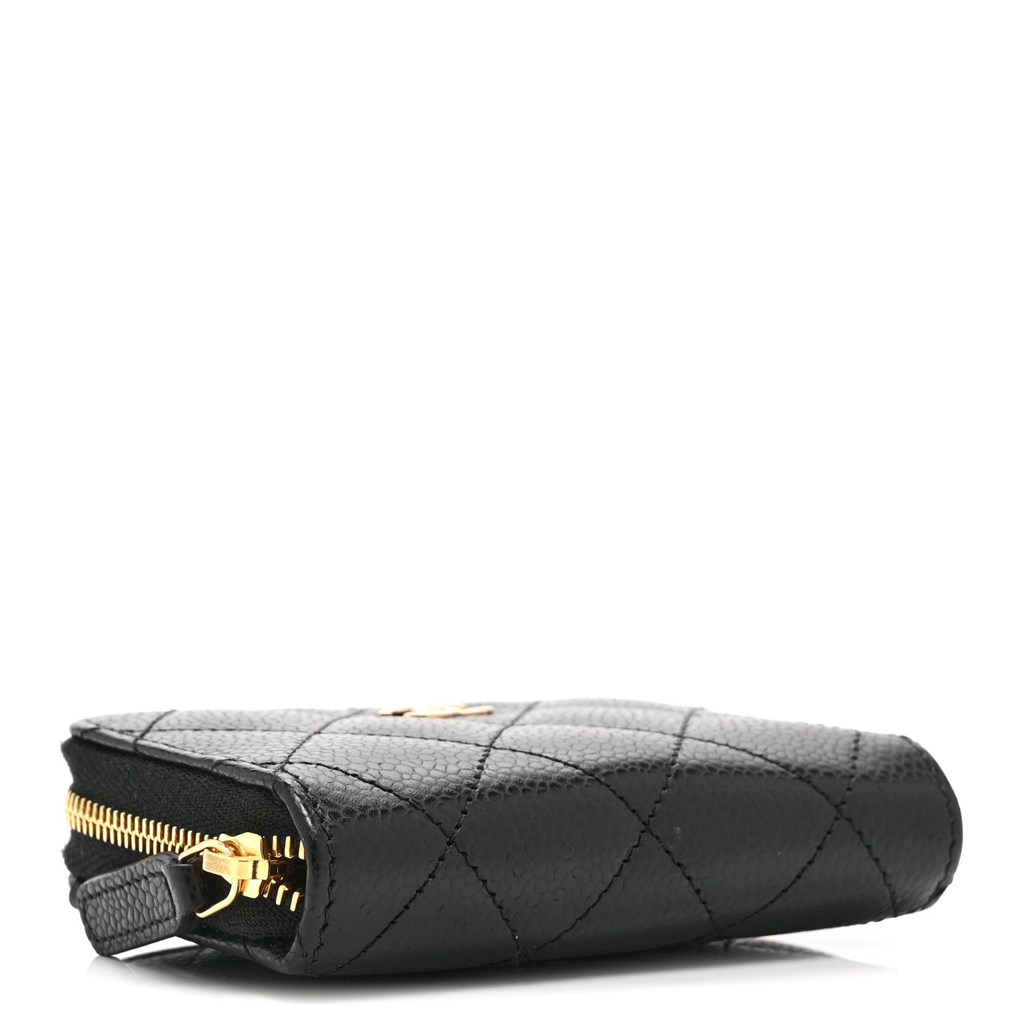 Caviar Quilted Zip Coin Purse Black