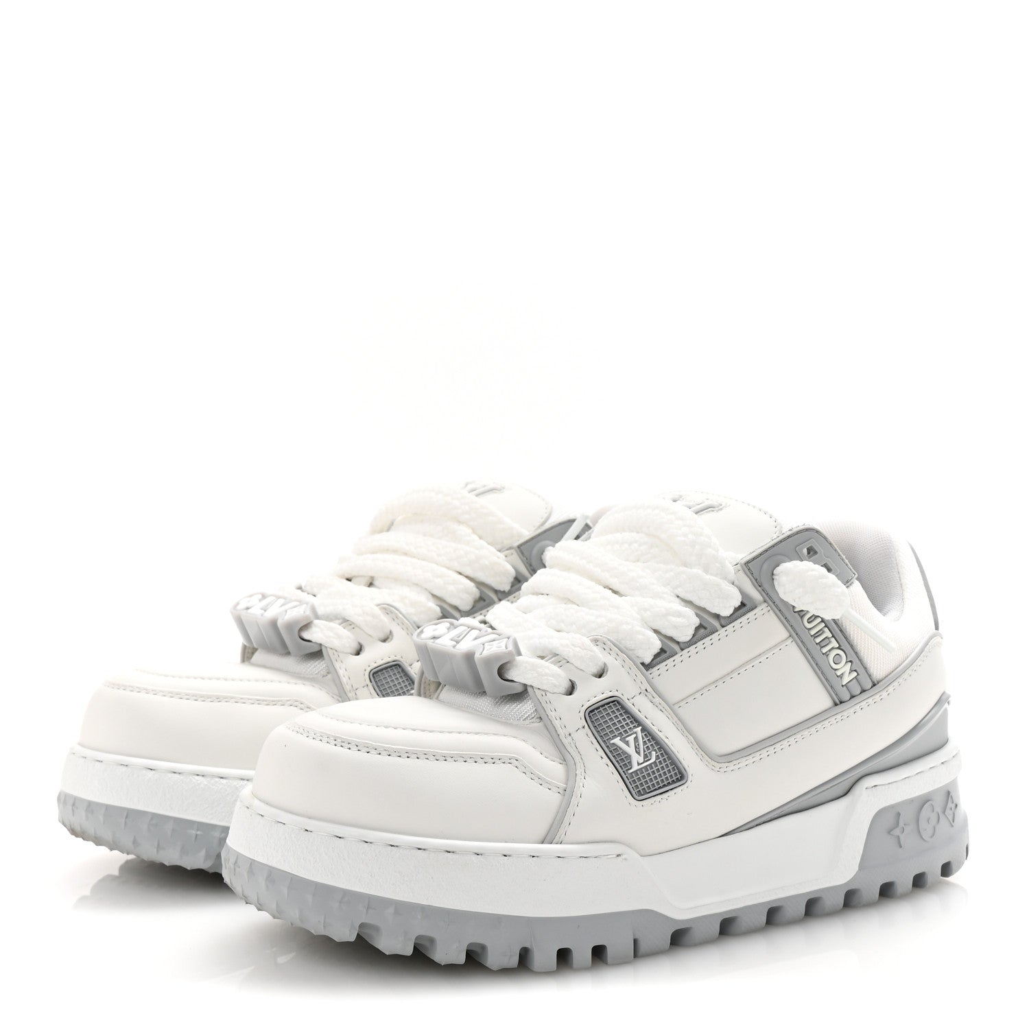 Louis Vuitton Calfskin Womens LV Trainer Maxi Sneakers 38 Gris 4 of 10