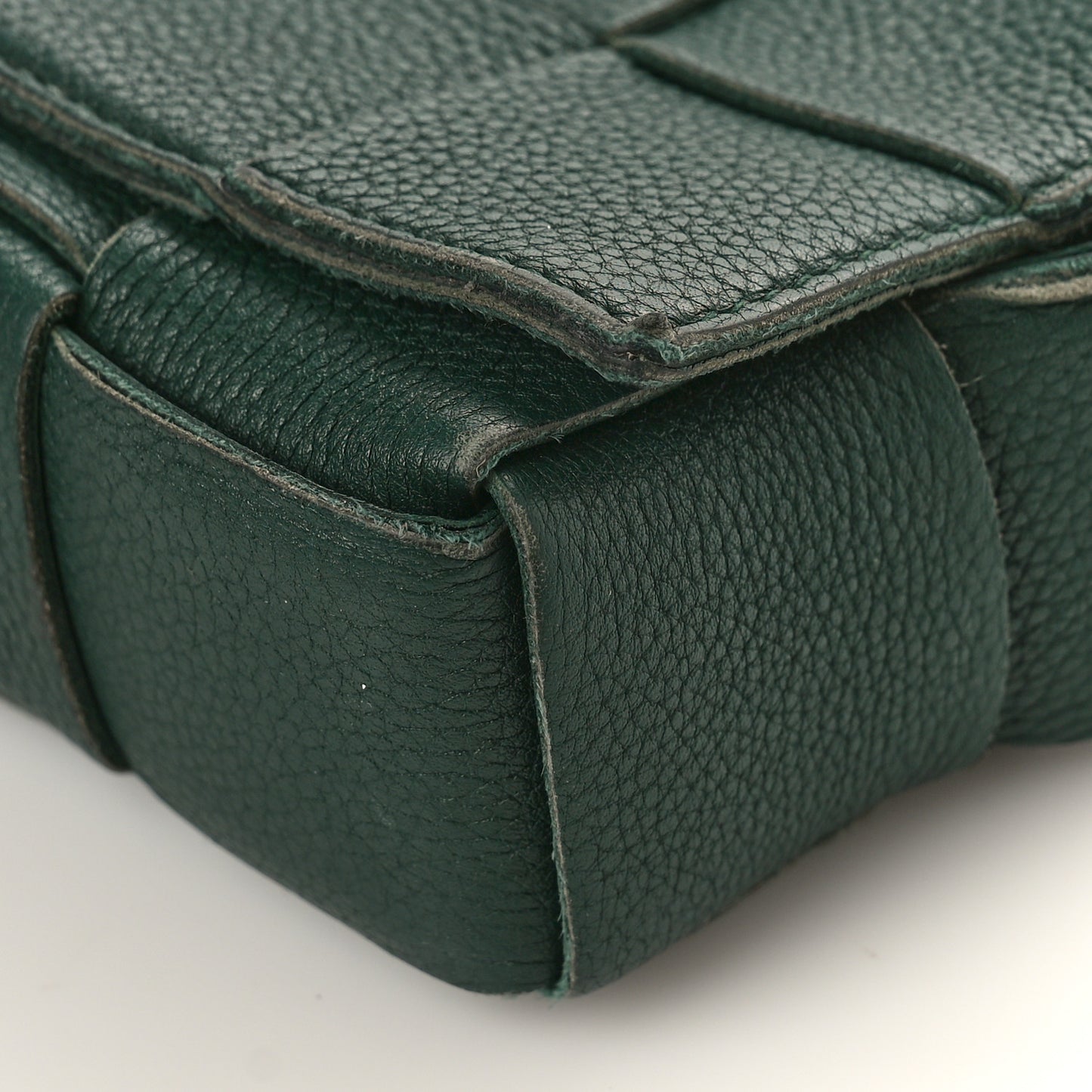Grained Calfskin Maxi Intrecciato Cassette Crossbody Bag Raintree Green