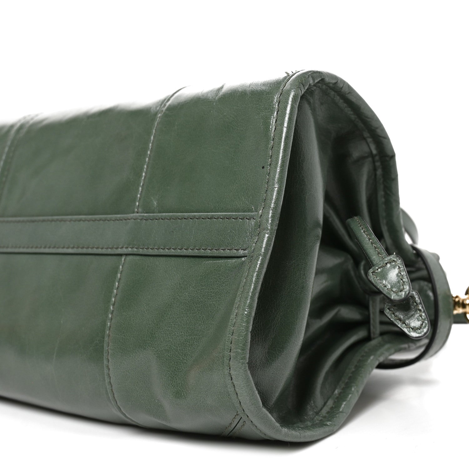 Prada Glossy Calfskin Triangle Medium Bonnie Shoulder Bag Salvia 9 of 9