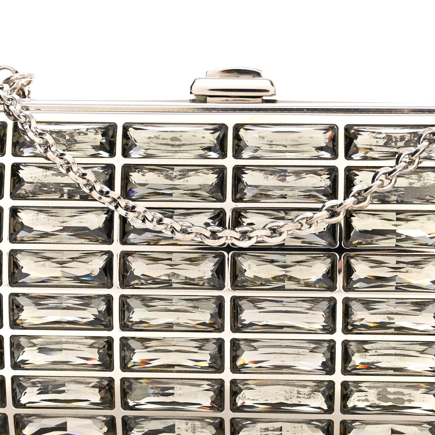 Swarovski Crystal Minaudiere Clutch Silver