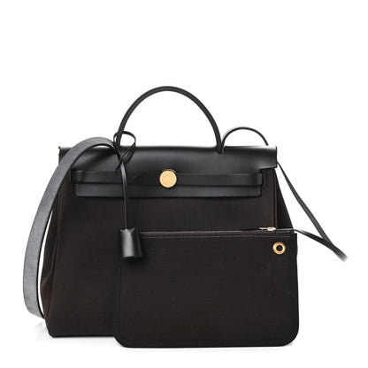 Hermes Military Toile Vache Hunter Herbag Zip Retourne 31 PM Black Ebene 1 of 4