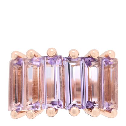 Suzanne Kalan 18K Rose Gold Amethyst Baguette Half Band Ring 51 5.75 1 of 4