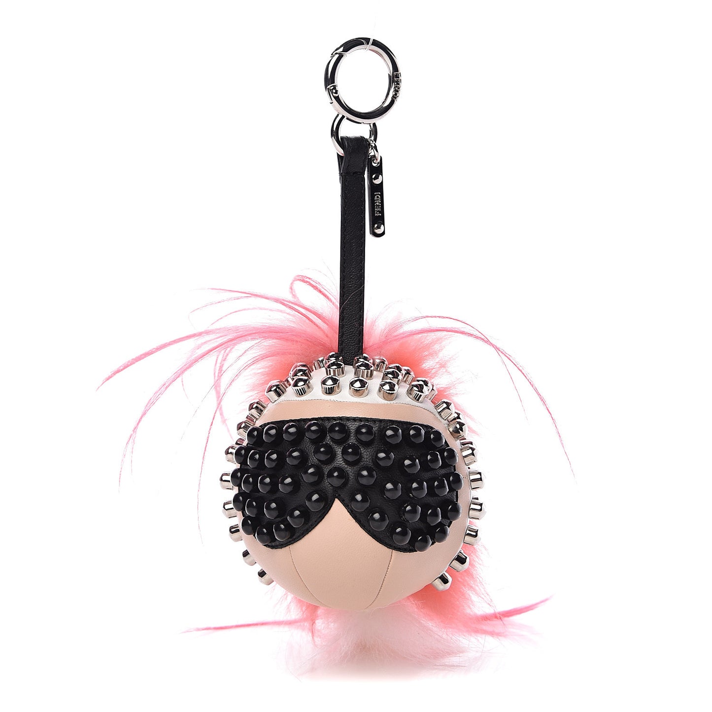 Lambskin Goat Fur Studded Punkarlito Bag Charm Azalea