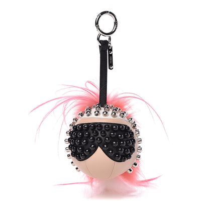 Fendi Lambskin Goat Fur Studded Punkarlito Bag Charm Azalea 1 of 2