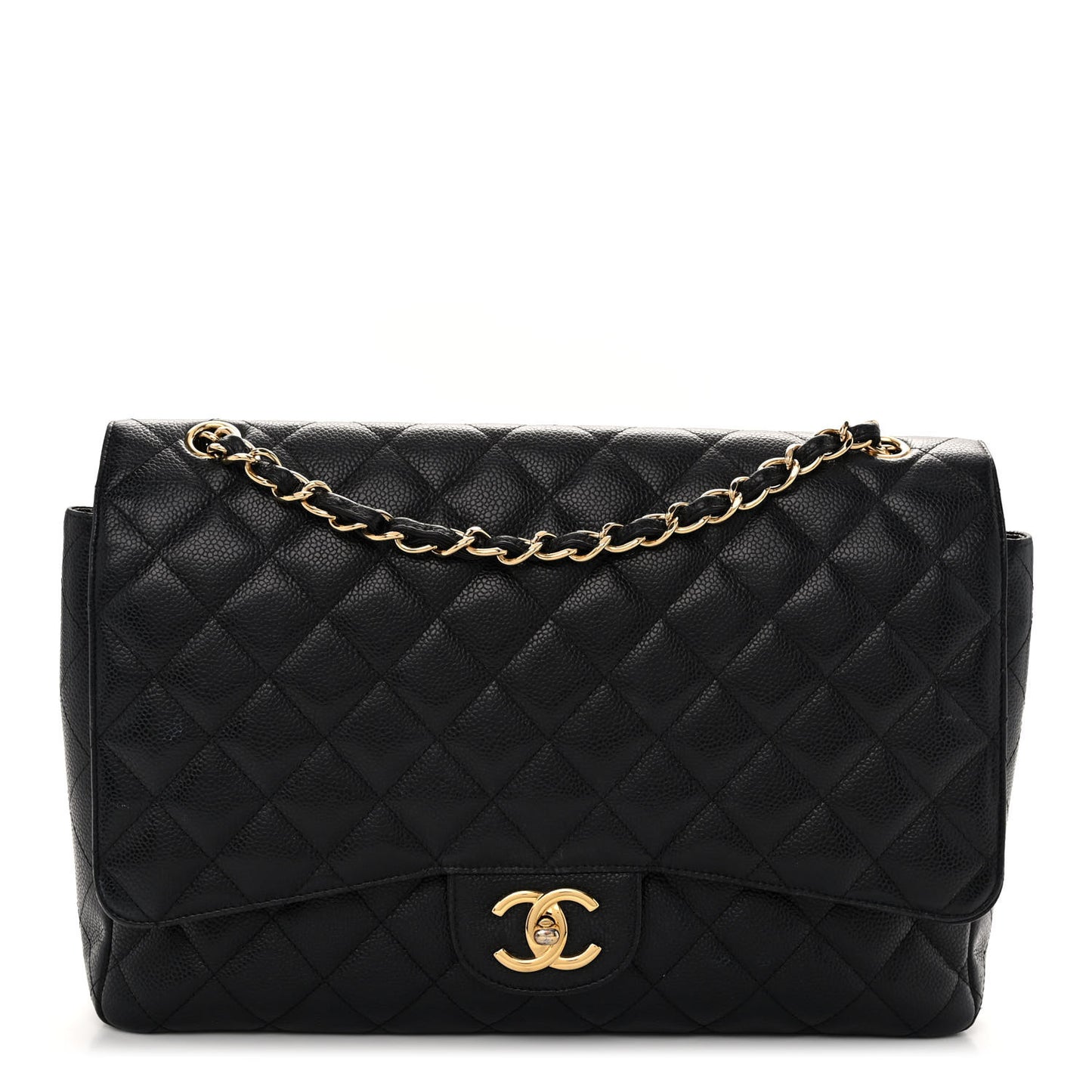 Caviar Quilted Maxi Double Flap Black