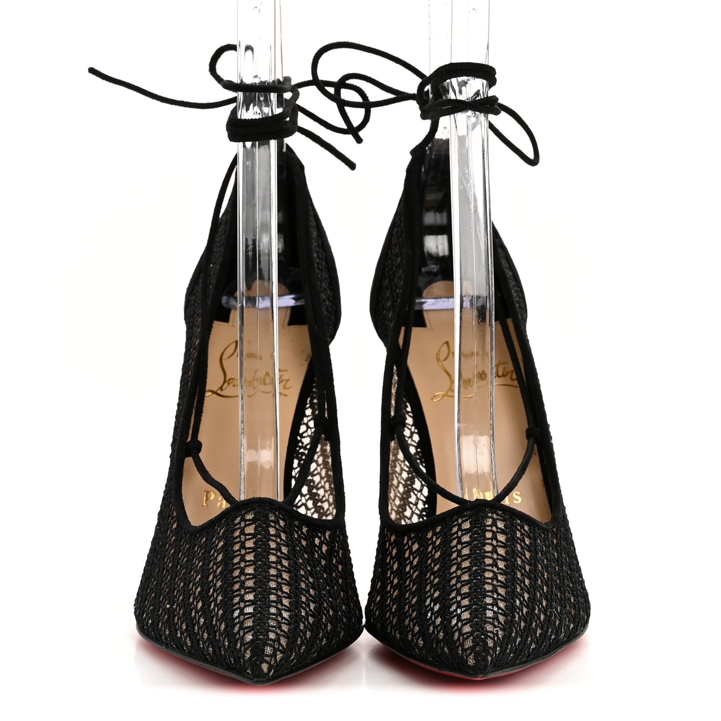 Rete Dentelle Chenette Peropik 100 Lace Up Pumps 37 Version Black