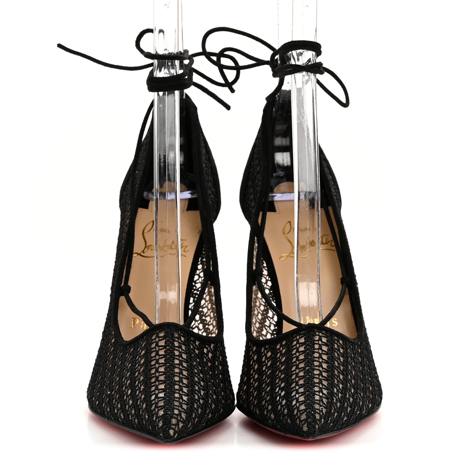Christian Louboutin Rete Dentelle Chenette Peropik 100 Lace Up Pumps 37 Version Black 3 of 9