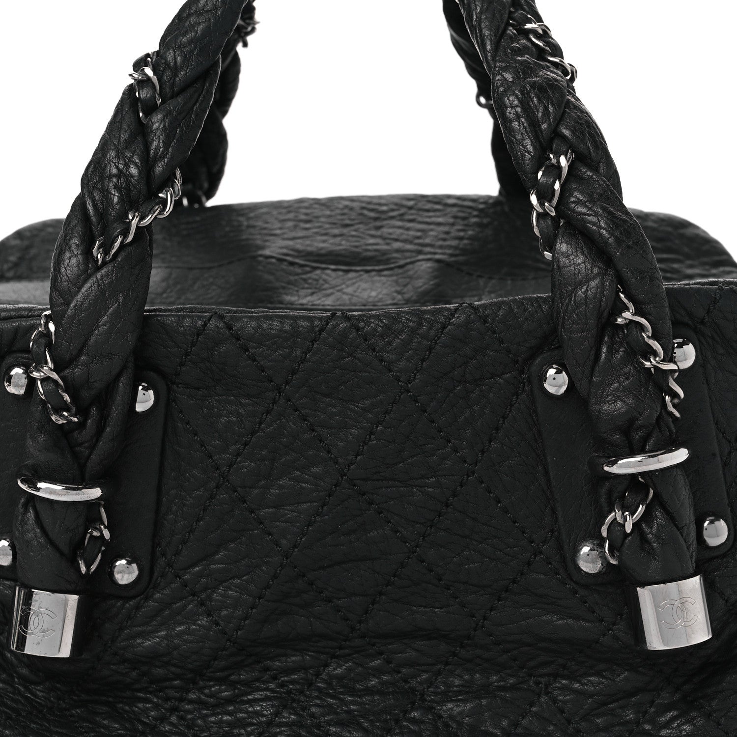 Chanel Distressed Lambskin Lady Braid Bowler Black 7 of 13