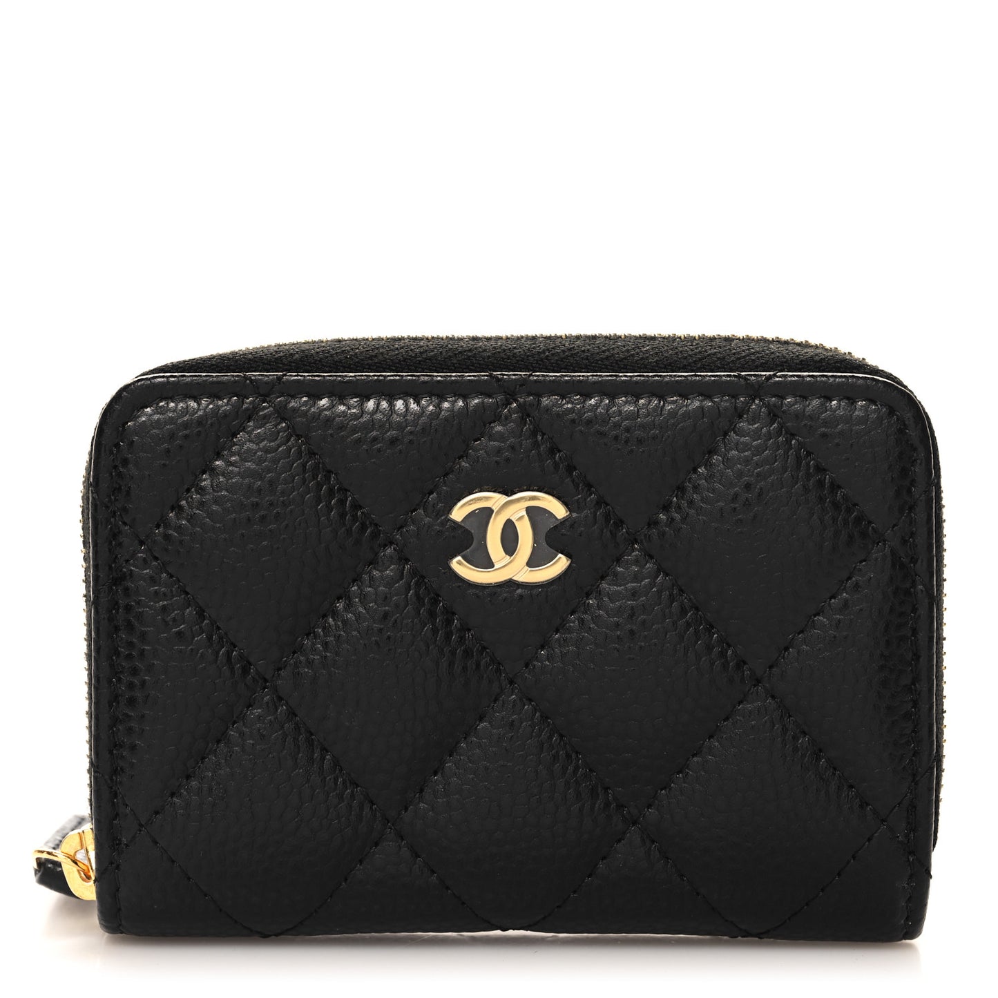 Caviar Quilted Classic Zipped Coin Purse Black