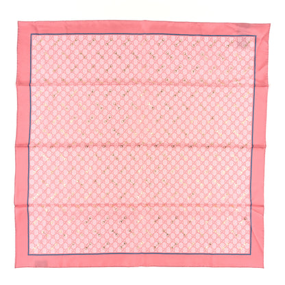 Gucci Silk Twill GG Monogram GG Gold Horsebit Square Scarf Pink Sky Blue 1 of 3