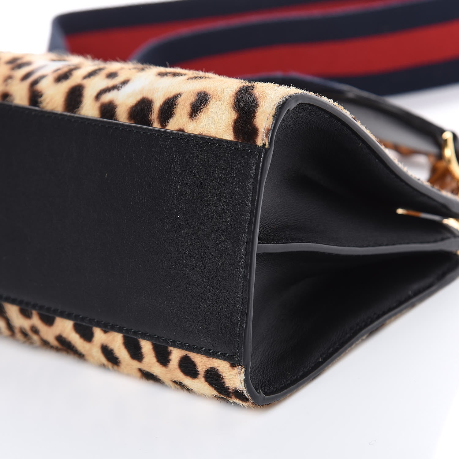 Gucci Calf Hair Bamboo Web Leopard Print Mini Nymphaea Top Handle Bag 10 of 13