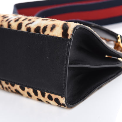 Gucci Calf Hair Bamboo Web Leopard Print Mini Nymphaea Top Handle Bag 10 of 13