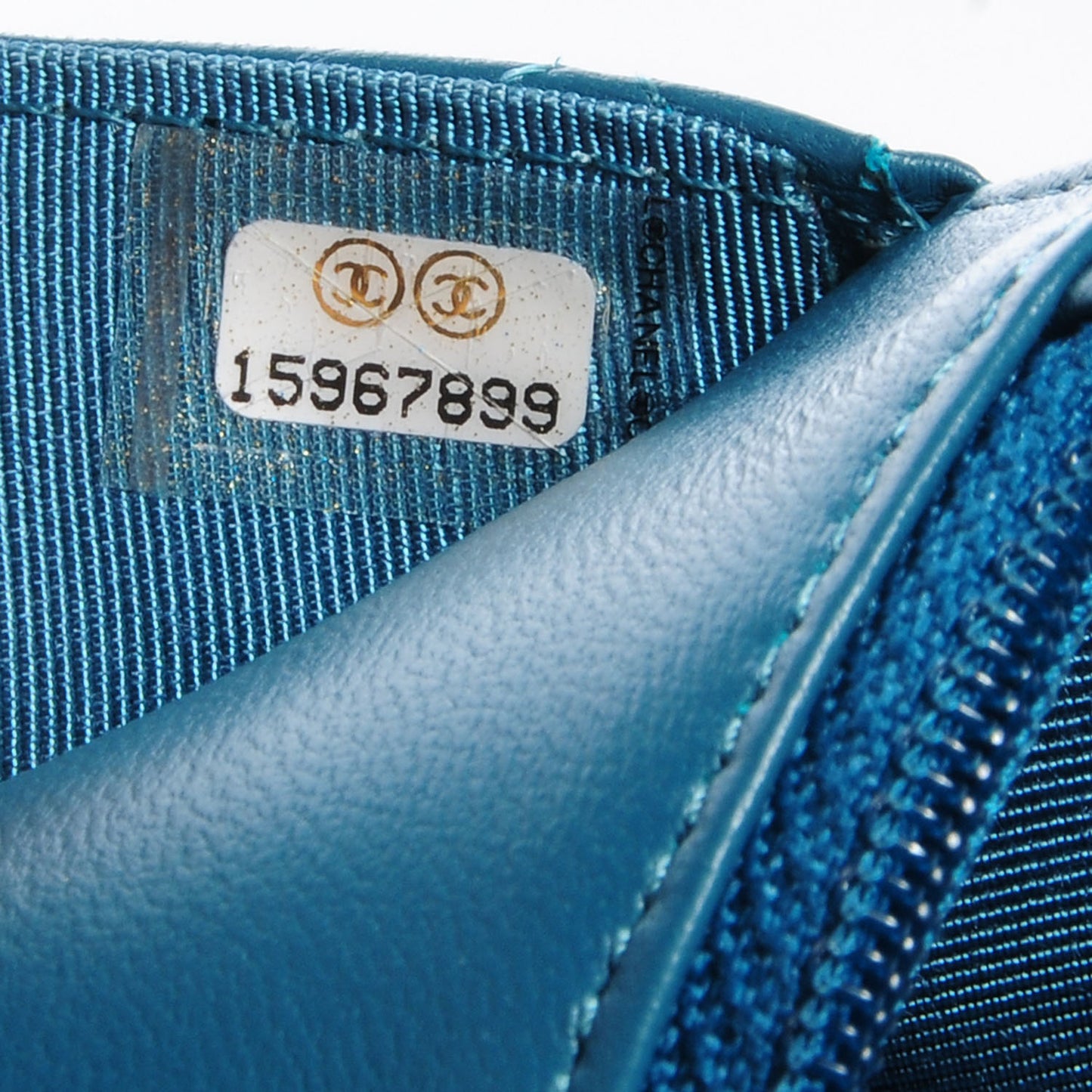 Lambskin Quilted CC Wallet On Chain Turquoise