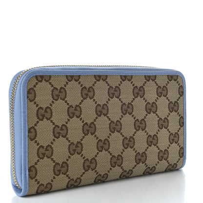 Gucci Monogram Dollar Calfskin Zip Around Wallet Beige Ebony Mineral Blue 3 of 7