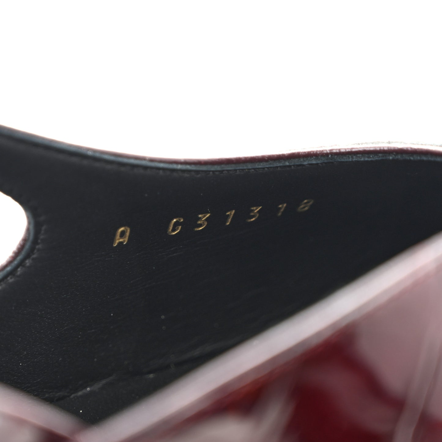 Patent Calfskin Crocodile Embossed Cap Toe CC Slingback Pumps 37.5 Dark Burgundy Black
