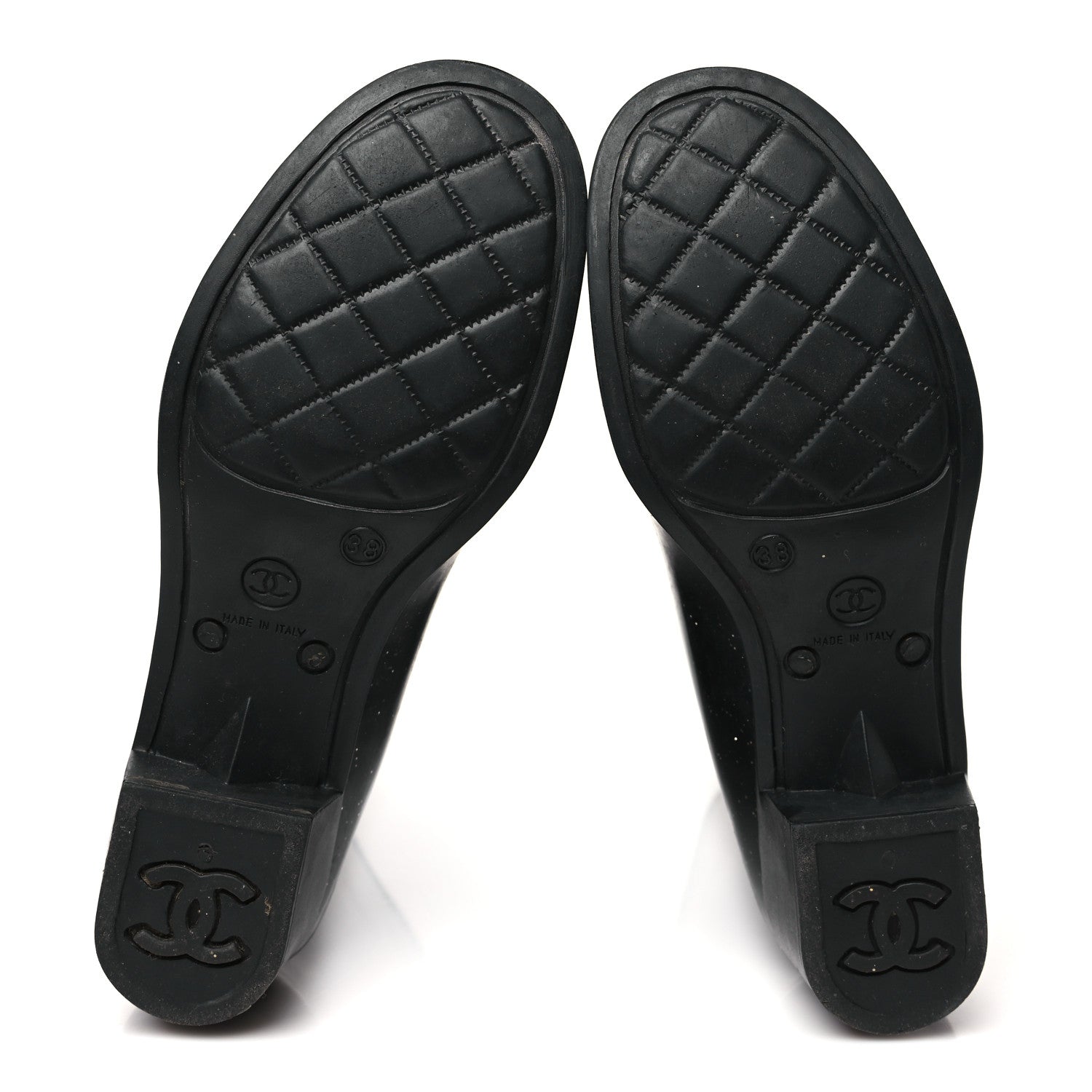 Chanel Rubber Glitter Camellia Rain Boots 38 Black 6 of 8