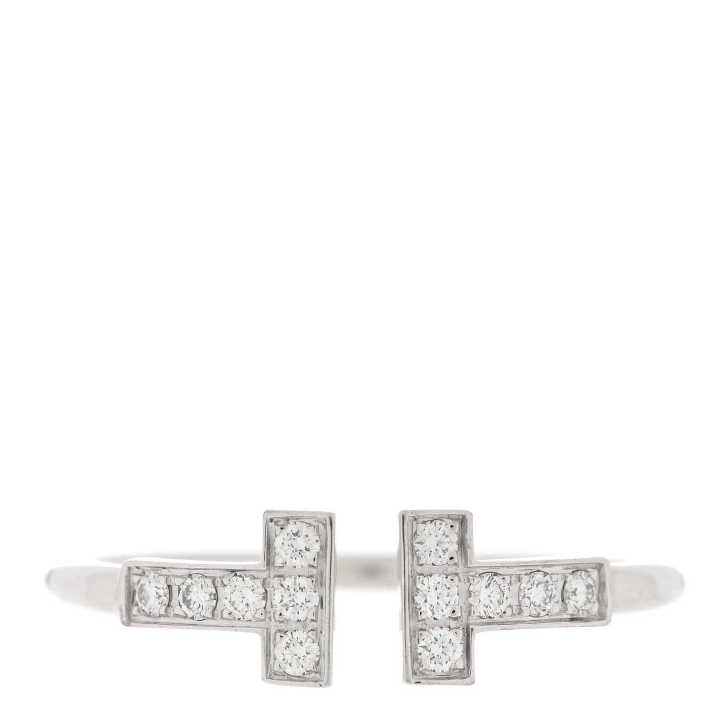 18K White Gold Diamond T Wire Ring 54 7