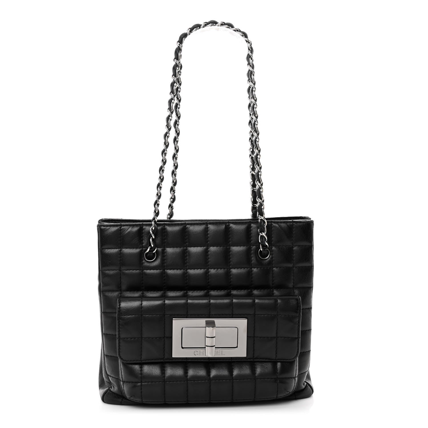 Chanel Lambskin Quilted Chocolate Bar Mademoiselle Shoulder Bag Black 1 of 11