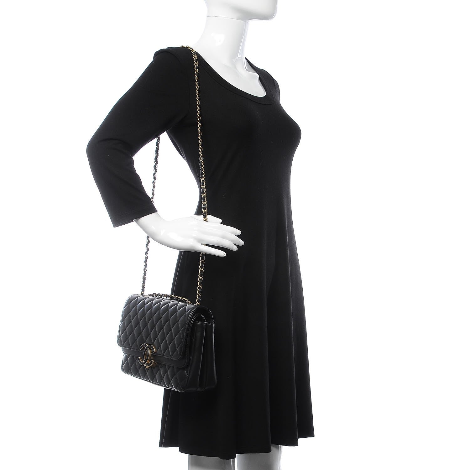Chanel Lambskin Quilted Large CC Chic Flap Black 2 of 10