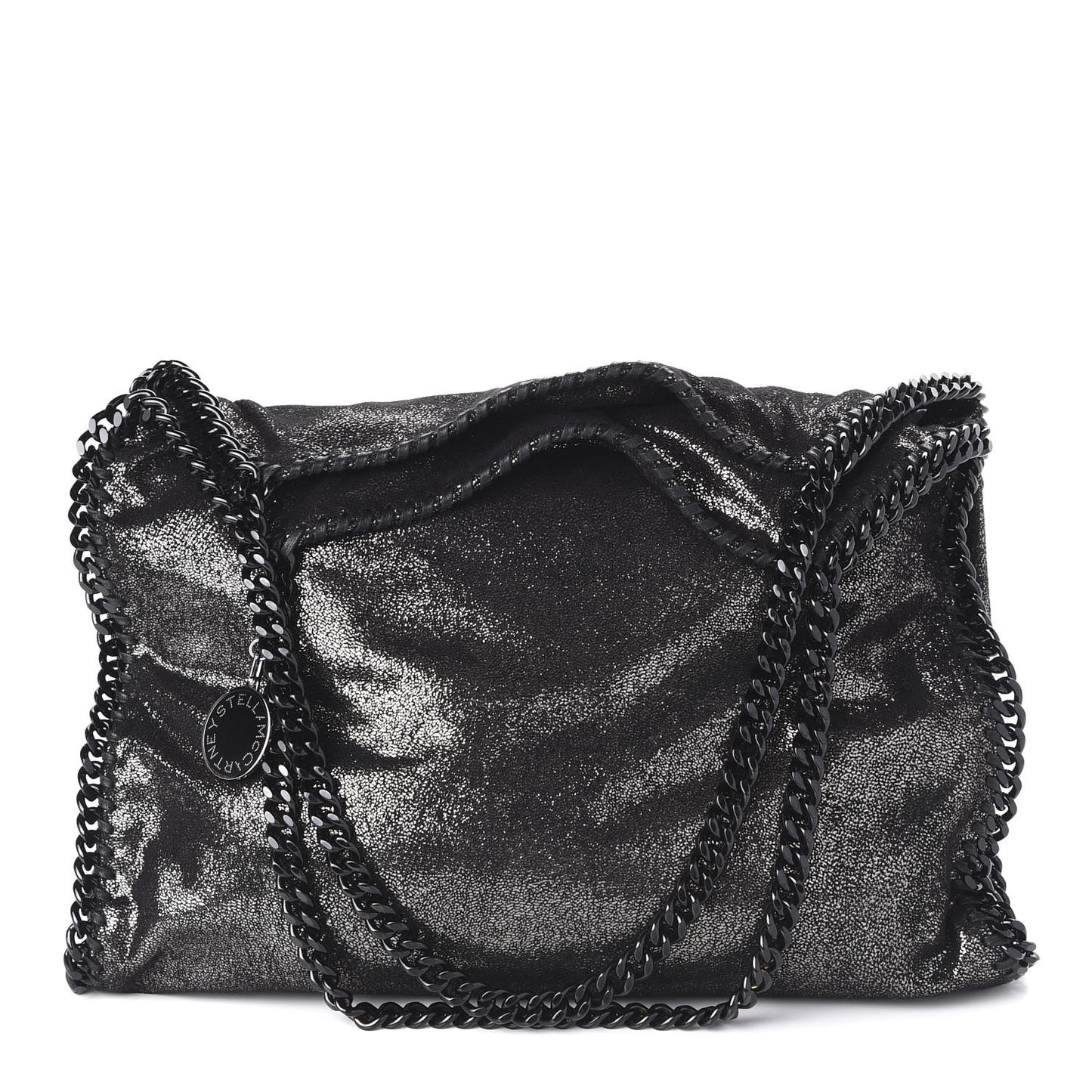 Metallic Shaggy Deer Small Falabella Tote Black