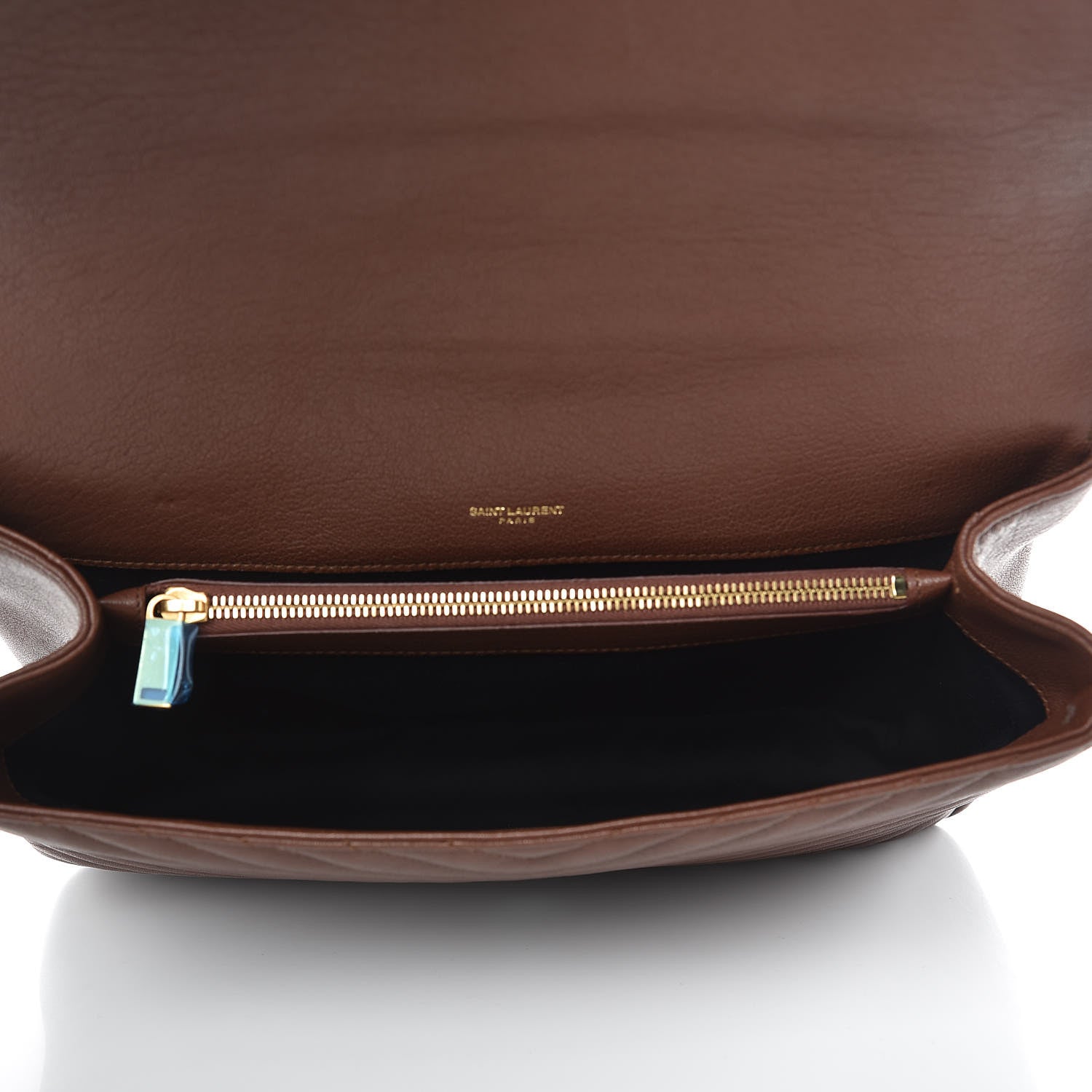 Saint Laurent Sheepskin Matelasse Chevron Monogram Large College Satchel Brandy Old 5 of 12