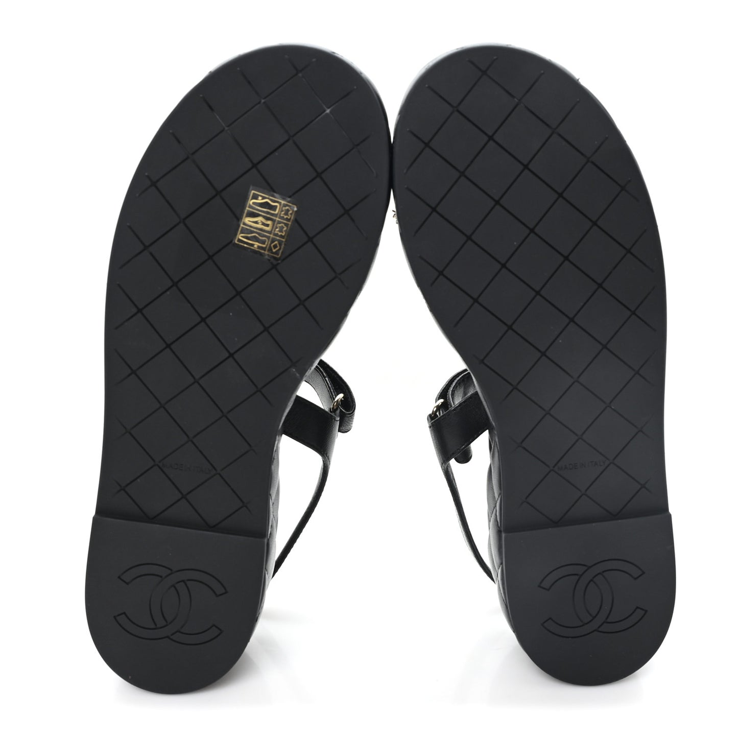 Lambskin Quilted Chain CC Platform Sandals 39.5 Black