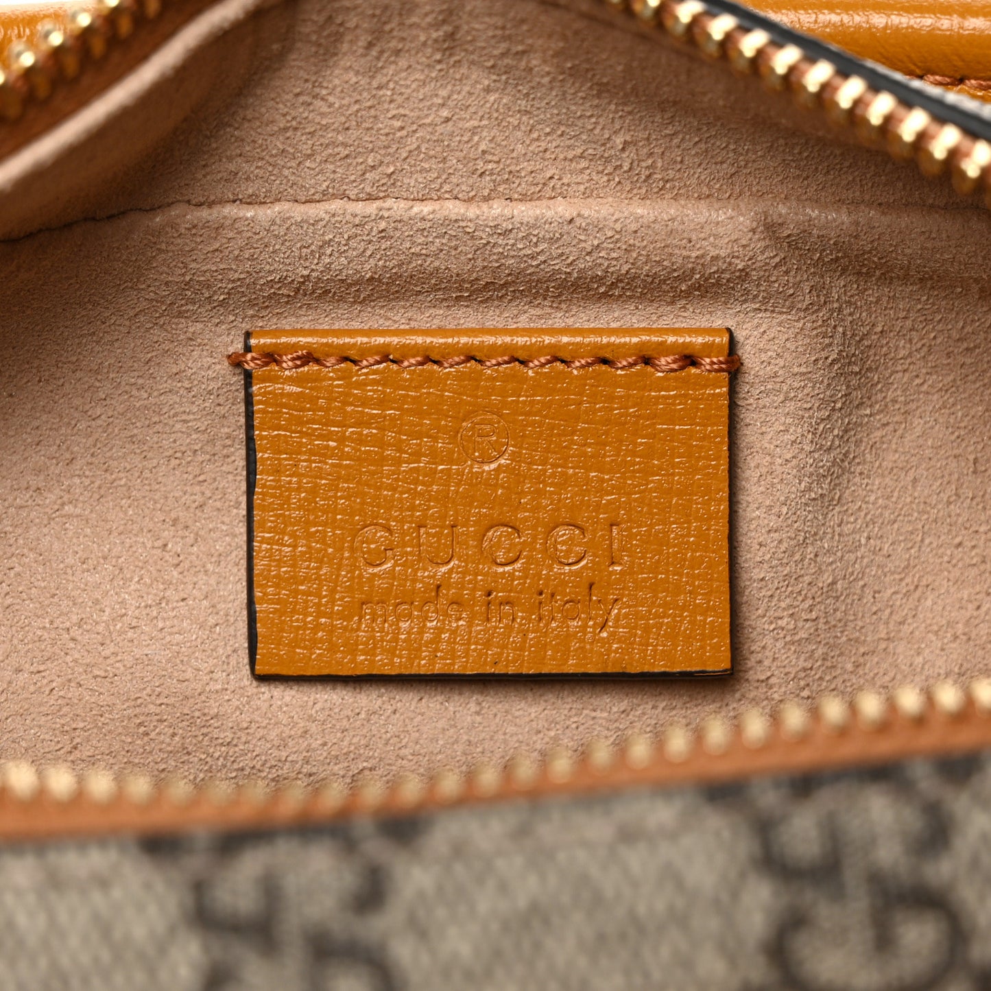 GG Supreme Monogram Textured Calfskin Retro Interlocking G Travel Pouch Beige Yellow