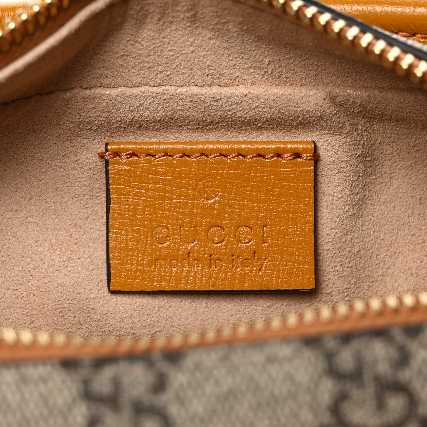 Gucci GG Supreme Monogram Textured Calfskin Retro Interlocking G Travel Pouch Beige Yellow 6 of 7
