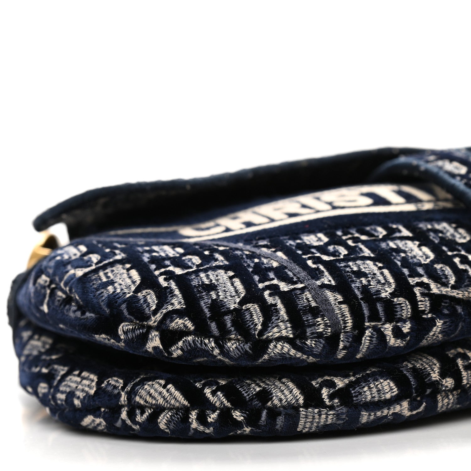 Christian Dior Oblique Embroidered Saddle Bag Blue 8 of 11