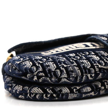 Christian Dior Oblique Embroidered Saddle Bag Blue 8 of 11