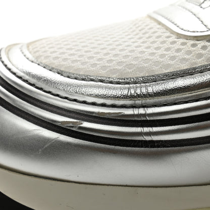 Chanel Fabric Laminated Calfskin Stretch CC Sneakers 40 White Silver 11 of 17