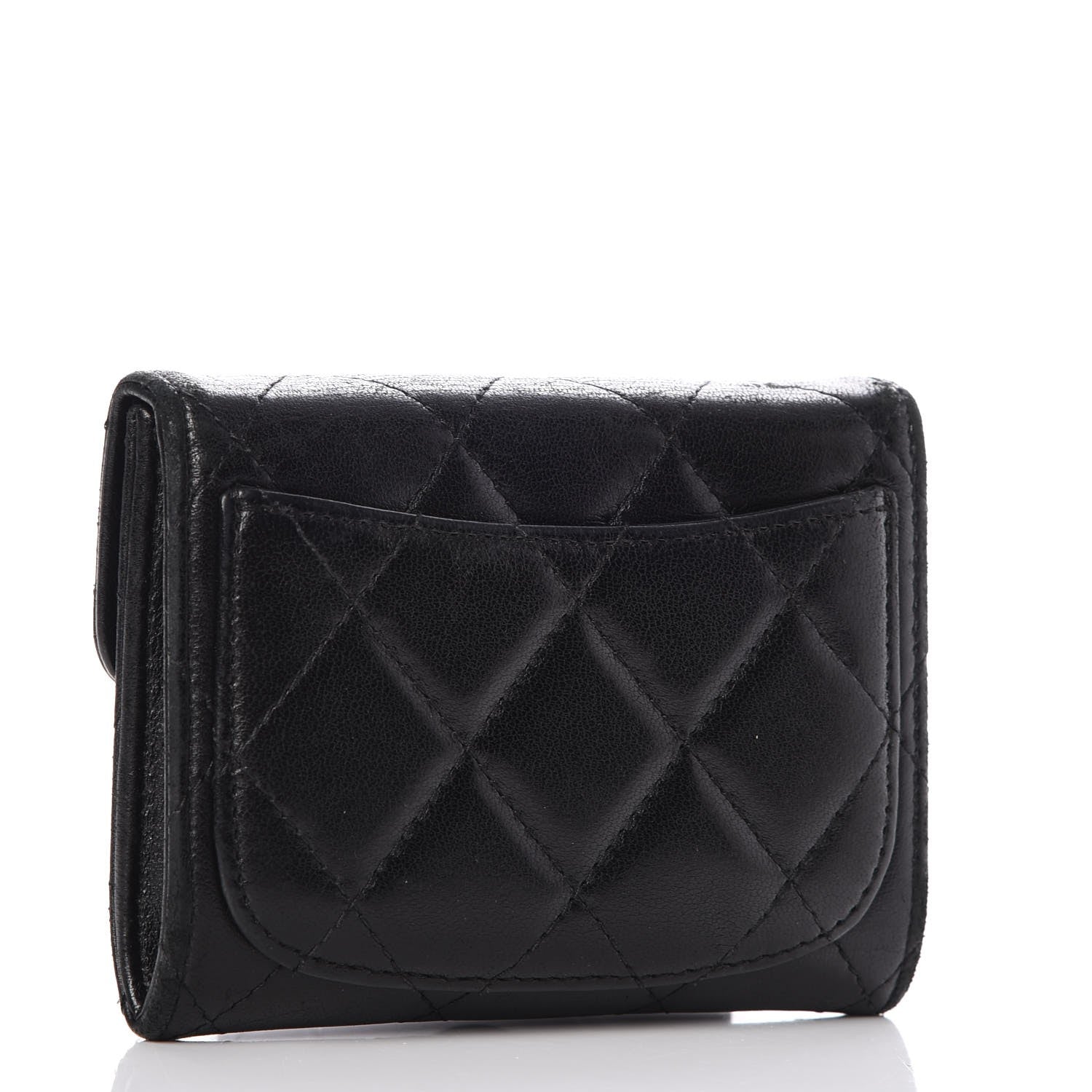 Chanel Lambskin Quilted Flap Card Holder Wallet Black 3 of 8