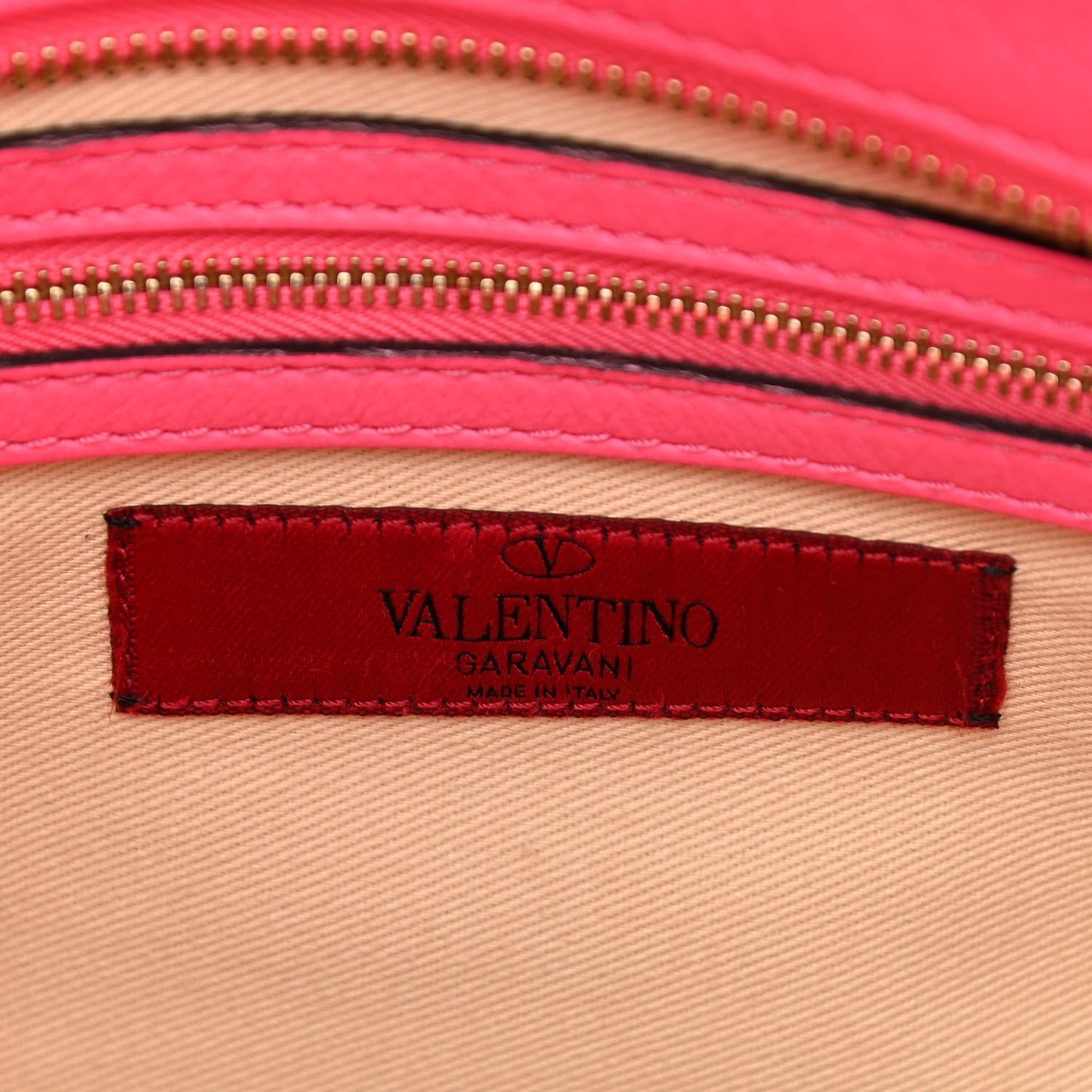 Vitello Small Rockstud Double Handle Tote Fuxia Fluo
